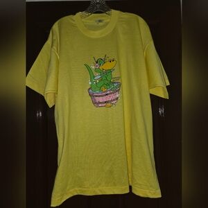 Yellow Graphic T-Shirt with Cartoon Design
